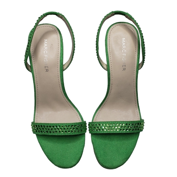 Marc Fisher | Batila Lime Green Embellished Open Toe Stiletto Heels Women's 7 - Picture 2 of 12